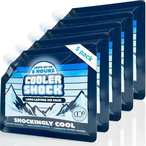 Cooler Shock Lunch Box Ice Packs, 6.5" x 7.5", 5 Pack