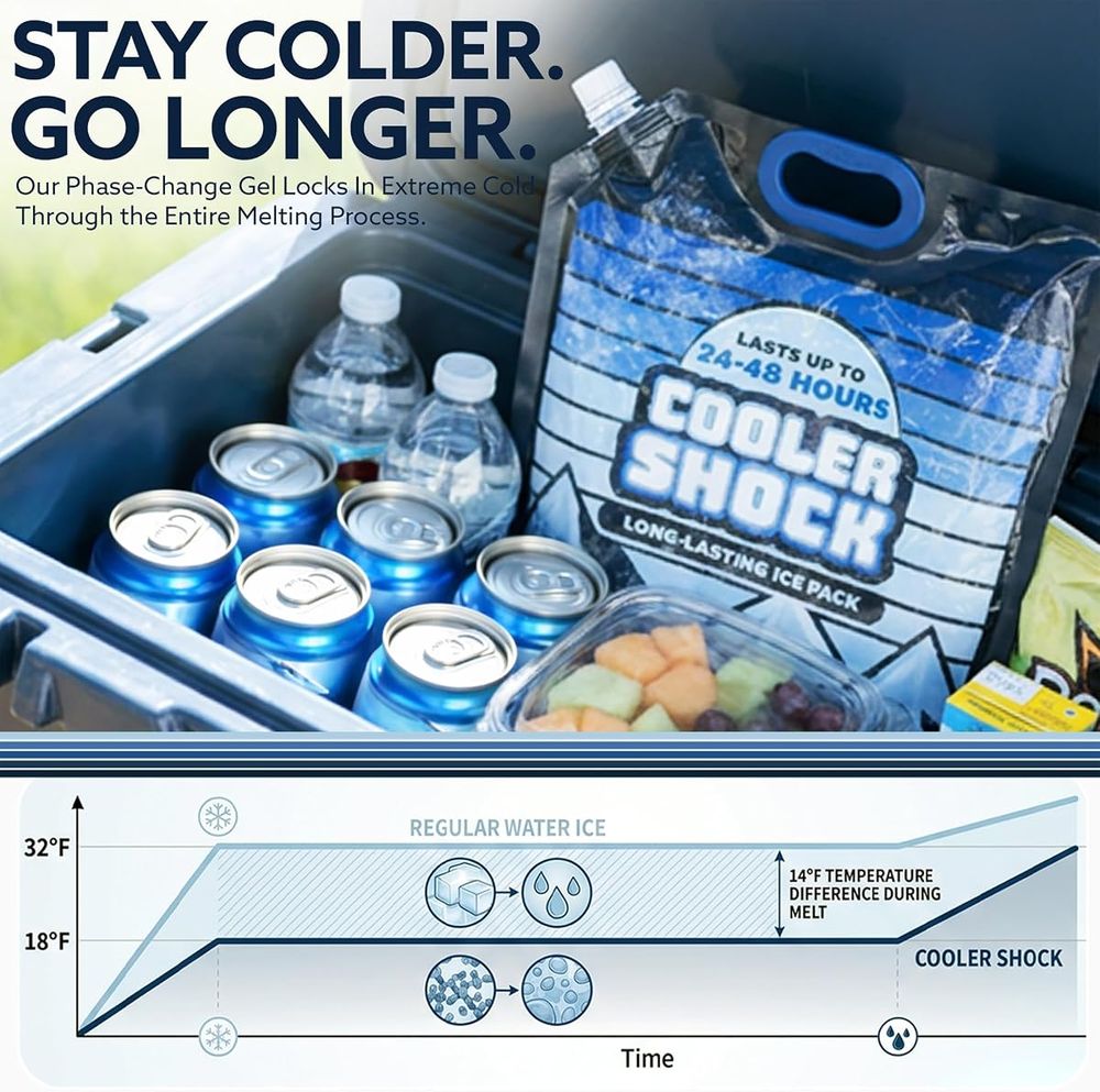 Cooler Shock Screw-Top Ice Packs with Handle, Large 15.8" x 11", 3 Pack — view 2