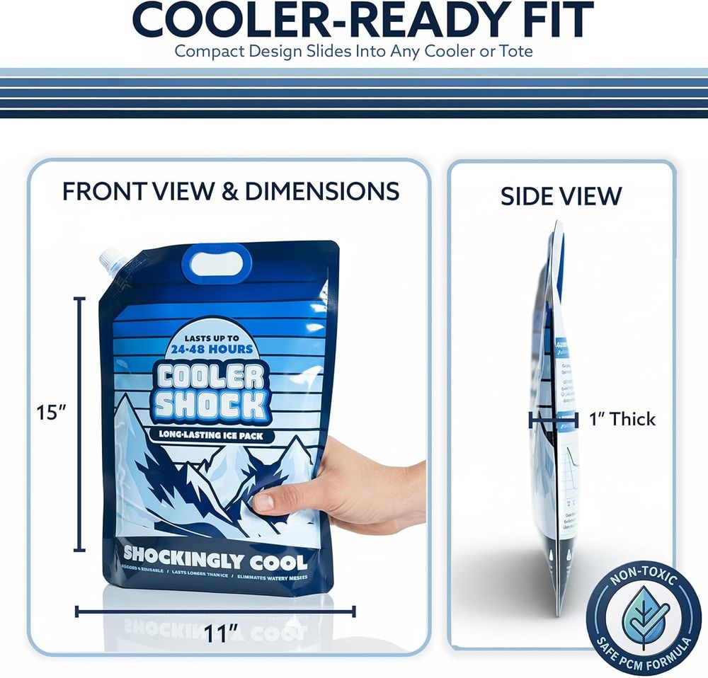 Cooler Shock Screw-Top Ice Packs with Handle, Large 15.8" x 11", 3 Pack — view 3