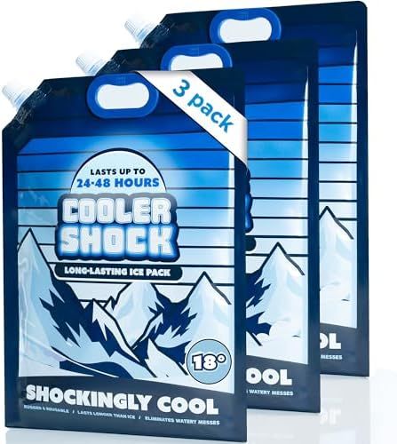 Cooler Shock Screw-Top Ice Packs with Handle, Large 15.8" x 11", 3 Pack