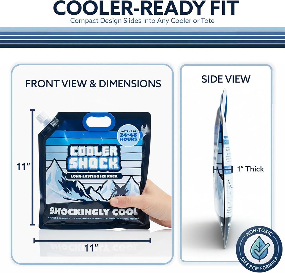 Cooler Shock Screw-Top Ice Packs with Handle, Medium 11" x 11", 4 Pack — view 3